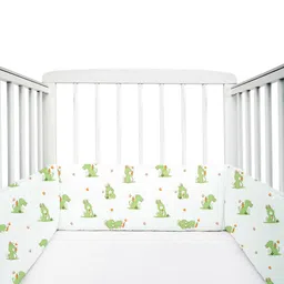 The White Cradle Infants White & Green Printed Organic Cotton Cot Bumper-image-6