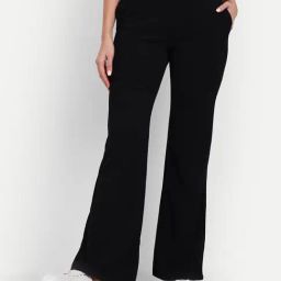 Broadstar Black Flared Fit High Rise Trousers-image-31