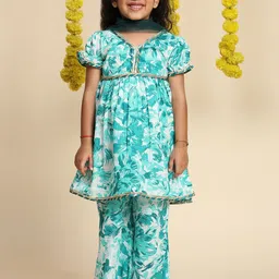 Cutiekins Boys Floral Printed Empire Kurti with Sharara & With Dupatta-picture-10