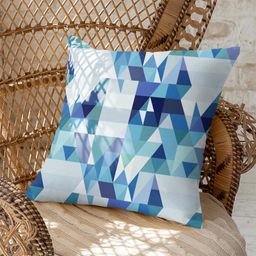 CASABLEU Premium Saga Blue and White Set of 2 Abstract Square Cushion Covers-11