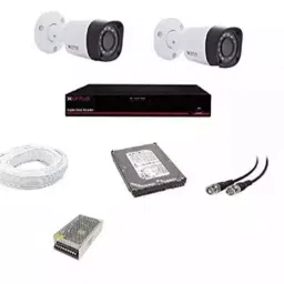 CP Plus 2.4MP 2 Pcs White and Black Camera 4 Channel DVR and Hard Disk Kit with All Accessories CP_007-25