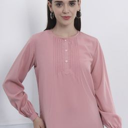 all about you Self Design Cuffed Sleeves Cotton Top-picture-17
