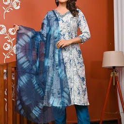 Anouk Women Abstract Printed Cotton Kurta with Trouser & Dupatta-19