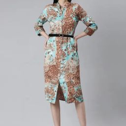 SHOWOFF Blue Printed Shirt Dress-image-26