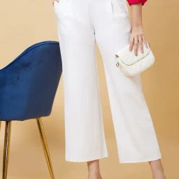 Globus Off White Relaxed Fit High Rise Trousers-10