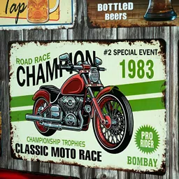 eazy wagon Green & Red Classic Moto Race Bombay Printed Wall HangingDecor-4