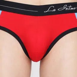 La Intimo Men Striped Low-Rise Anti Microbial Outer Elastic Basic Briefs LIBR03RD image 2