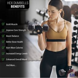HackerX 2-Pcs Fixed Weight Hexagonal Rubber Dumbbell 5 kg image 2
