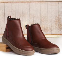 Pine Kids Slip On Winter Boots With Zipper Closure - Brown-image-7