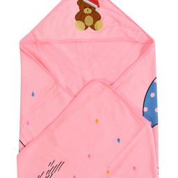 Jars Collections Baby Knit Terry Cartoon Print Hooded Towel  - Pink-16