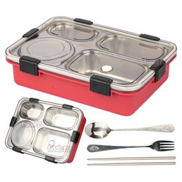 Fiddlerz Stainless Steel Lunch Box with Steel Spoon Fork and Chopstick (Color May Vary)-image-25