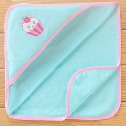 Babyhug Knit Terry Hooded Bath Towel with  Ice Cream Embroidery L 76 x B 76 cm - Blue-image-32