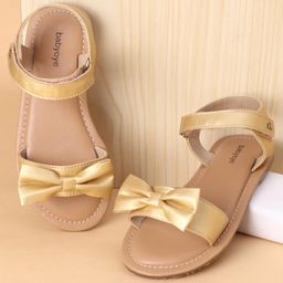 Babyoye Velcro Closure Formal & Party Wear Sandals with Bow Applique Golden (Sole Colour May Vary)-image-30