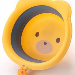 Portable Bathroom Wash Basin with Teddy Print - Yellow-28