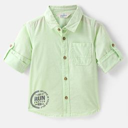 INFINITY Full Sleeves Believe In Your Self Text Printed Shirt - Green-image-99