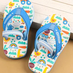Cute Walk by Babyhug Flip Flops with Back Strap Closure Rainbow Print - Light Blue-picture-3