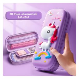 AKN TOYS Cute Magic Unicorn 3D Squishy Premium Design Multi-function Pencil Pouch With Passcode Protection Water-proof Adorable Student Stationery Handheld Storage Case Bag EVA Material Pencil Box Pouch Multicolor-8