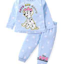 Babyhug Disney Single Jersey Knit Full Sleeves Night Suit With 101 Dalmatians Graphics - Light Blue-image-97