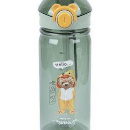 Voncasa Plastic Animal Printed With Quotes Water Bottle For Home Office Olive Green 550 ml-image-2