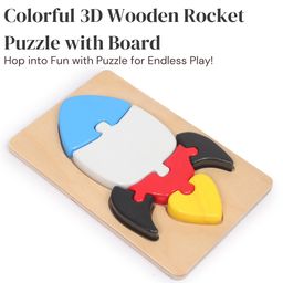 OPA Toys Wooden Block Puzzle - Colorful 3D Rocket Puzzle (6-Piece Set) (Multicolor)-8