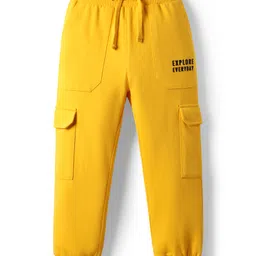 Pine Kids Cotton Knit Full Length Lounge Pant With Text Print - Golden-picture-16