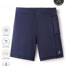Pine Active Premium Knit Ultra Comfort Super Stretch Aero Soft Solid Cycling Shorts - Navy Blue-image-80