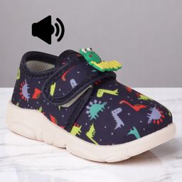 Lil Lollipop Dinosaurs & Frog Designed Musical Shoes - Navy Blue-image-25