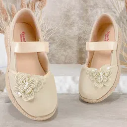 KazarMax Butterfly Embellished Mary Jane Ballerinas - Beige-picture-7