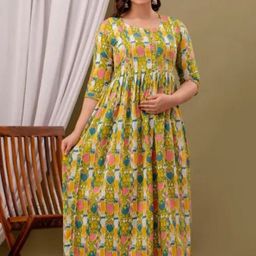 Vorcia Febtex Printed Flared Feeding Ethnic Dresses-image-33