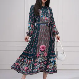 Vishudh Women Printed Midi Dress-image-8