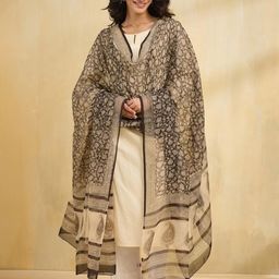 Fabindia Floral Printed Cotton Silk Dupatta-image-99