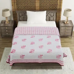 BLOCKS OF INDIA Maroon & White Ethnic Motifs AC Room 150 GSM Single Bed Dohar-image-41
