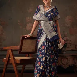 Silk Land Woven Design Zari Pure Cotton Saree-image-12