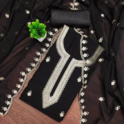 Maroosh Floral Embroidered Silk Chiffon Unstitched Dress Material-image-49