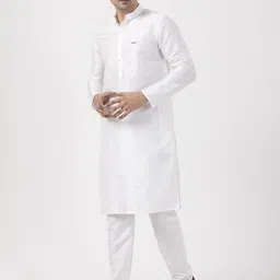 DEVOILER Men Regular Dupion Silk Kurta with Pyjamas image 2