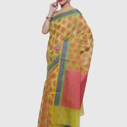 Banarasi Silk Works Lime Green Silk Woven Saree With Unstitched Blouse-picture-26