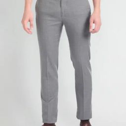 Arrow Grey Regular Fit Self Pattern Trousers-6