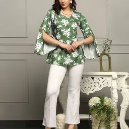 BAESD Floral Print Flared Sleeve Crepe Top-93