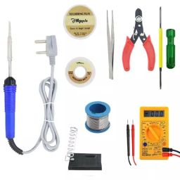 Hillgrove 25 W Flat Tip Mobile Soldering Iron Equipment Tool Kit & Digital Multimeter Combo, HGCM414M1-43