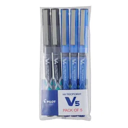 Pilot Hi-Tecpoint V5 0.5 mm Extra Fine Point Liquid Ink Roller Ball Pen, 3 Blue, 2 Black (Pack of 5)-picture-11