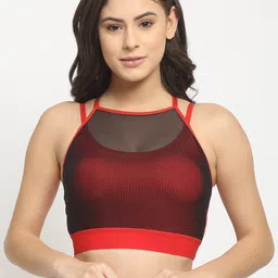 EROTISSCH Red & Black Colourblocked Workout Sports Bra-55