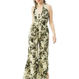 Moomaya Olive & Beige Floral Print Jumpsuit-image-60