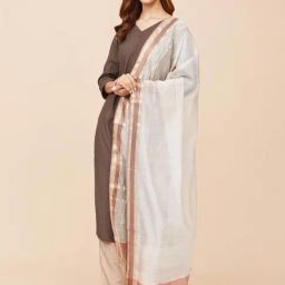 Fabindia Off-White Woven Pattern Dupatta-image-89