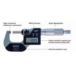 Baker Value Line Digital External Micrometer 50-75 mm Range 0.001 mm, DMME75 image 2