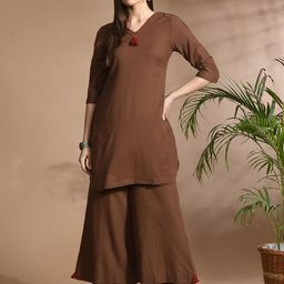Jaipur Kurti Women Regular Thread Work Pure Cotton Kurta with Palazzos-27
