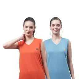Vimal Jonney Orange & Blue Cotton Logo Print T-Shirt (Pack Of 2)-image-67