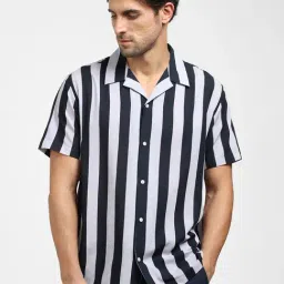 SELECTED HOMME Navy Regular Fit Striped Shirt-image-41