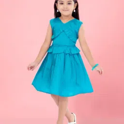 Aarika Kids Girls Firozi Color Solid Pattern Frock-image-71