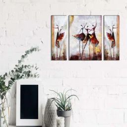 eCraftIndia 6MM MDF Set of 3 Dancing Tribal Women Satin Matt Texture UV Art Painting-picture-42
