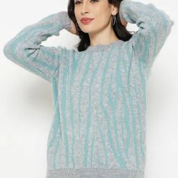MADAME Grey Striped Sweater-image-36